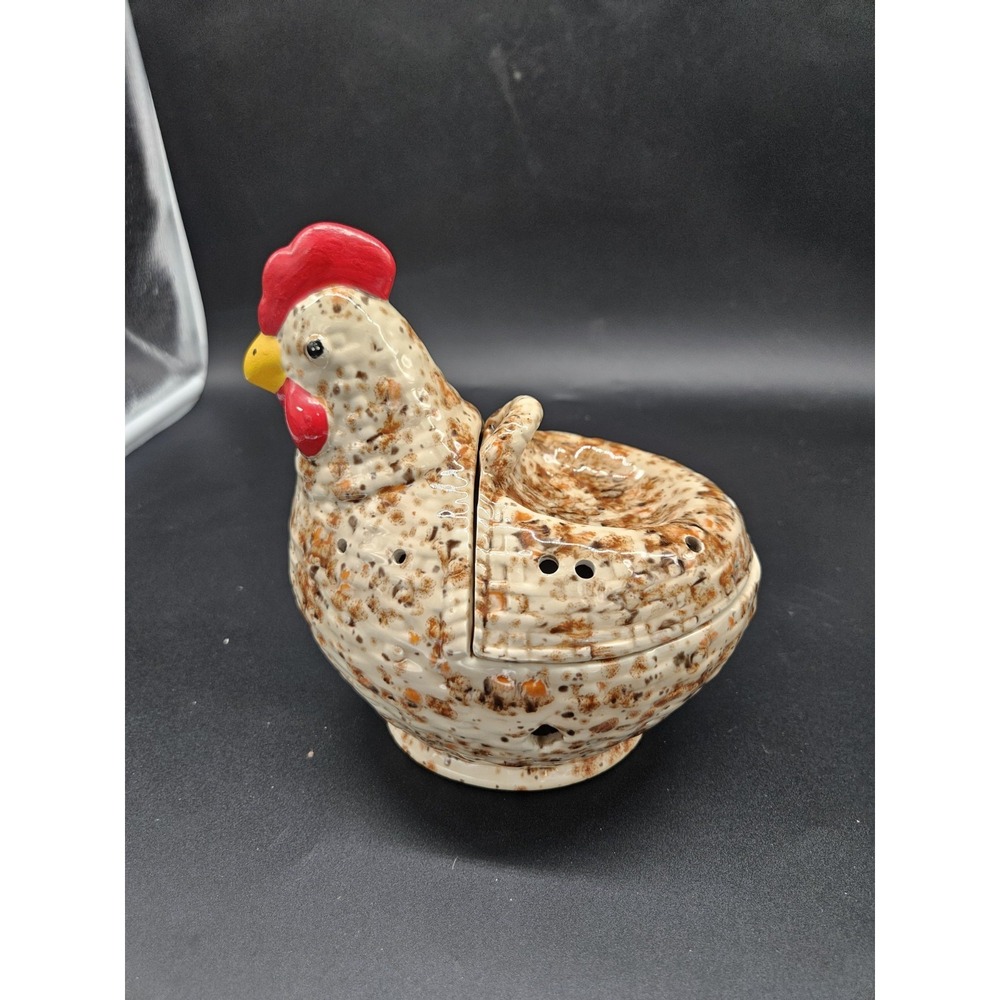 Vintage Speckled Hen Basket/ Tea Light Holder Cottagecore